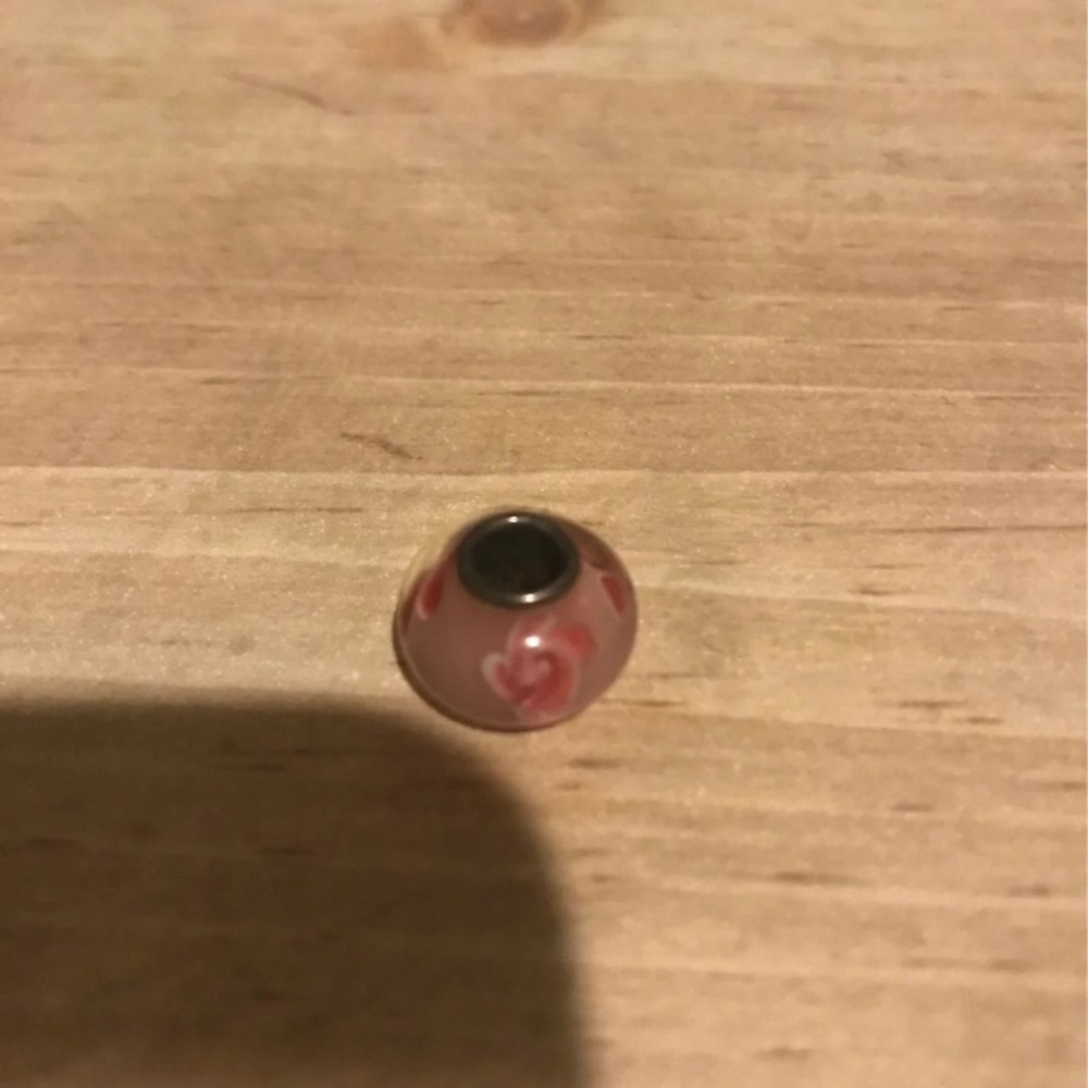 Light Pink Murano Glass Flower Charm - Picture 3 of 3